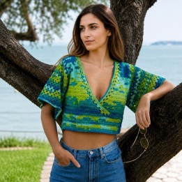 Pull croisé Portofino au crochet – Baudilaine