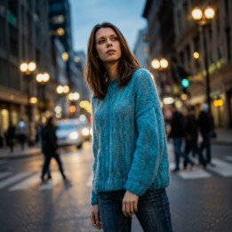 Pull Sublime Kid Mohair Ähren-Lochmuster – Baudilaine