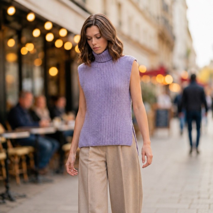 Pull col Capri — Patron tricot Baudilaine