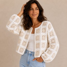 Cardigan Granny Onctueux all'uncinetto – Baudilaine