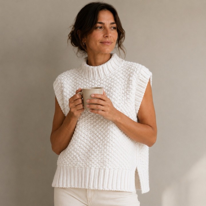 Mouwloze trui Velour om te breien – model | Baudilaine
